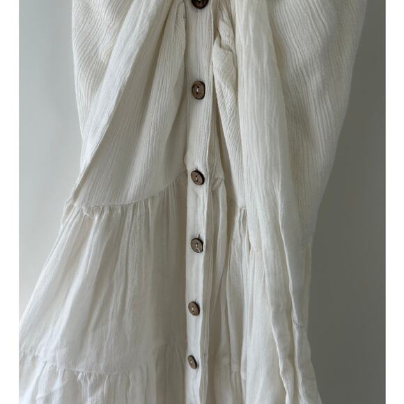 Free People A Little Extra Tie Front Halter Maxi Dress S White Boho Coastal - Picture 6 of 11
